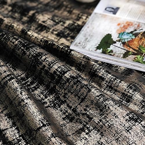 Miniatura 5 de Cortinas Alexandra Cole, juego de 2 cortinas de terciopelo suave, de lujo, para oscurecer la habitación, estampado laminado plateado, cortinas para