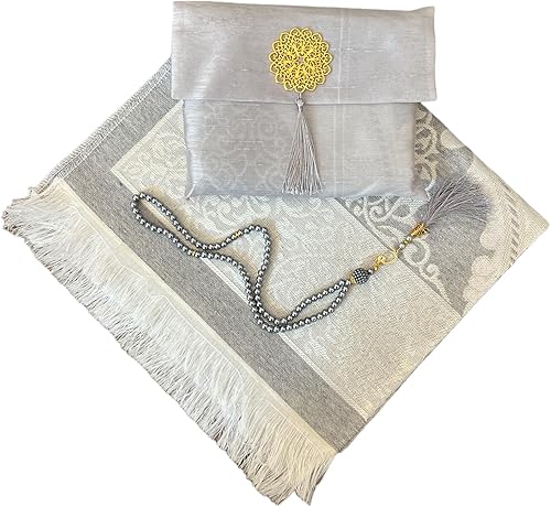 Miniatura 9 de Alfombra de oración musulmana y cuentas con elegante bolsa de tela flameada | Janamaz | Sajadah | Alfombra de oración islámica suave | Regalos