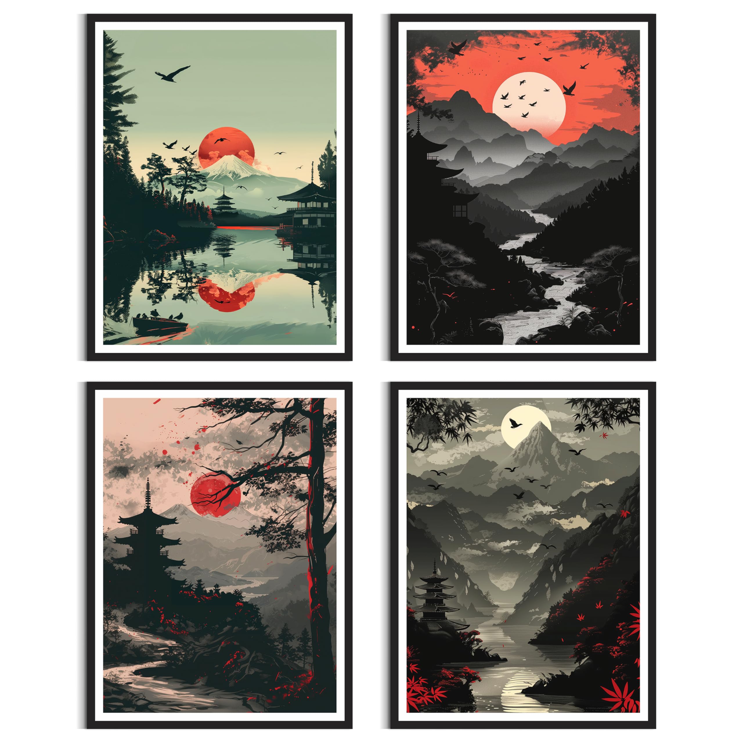 TracyArt Japanese Decor Posters - Illusion Framed Japanese Wall Art