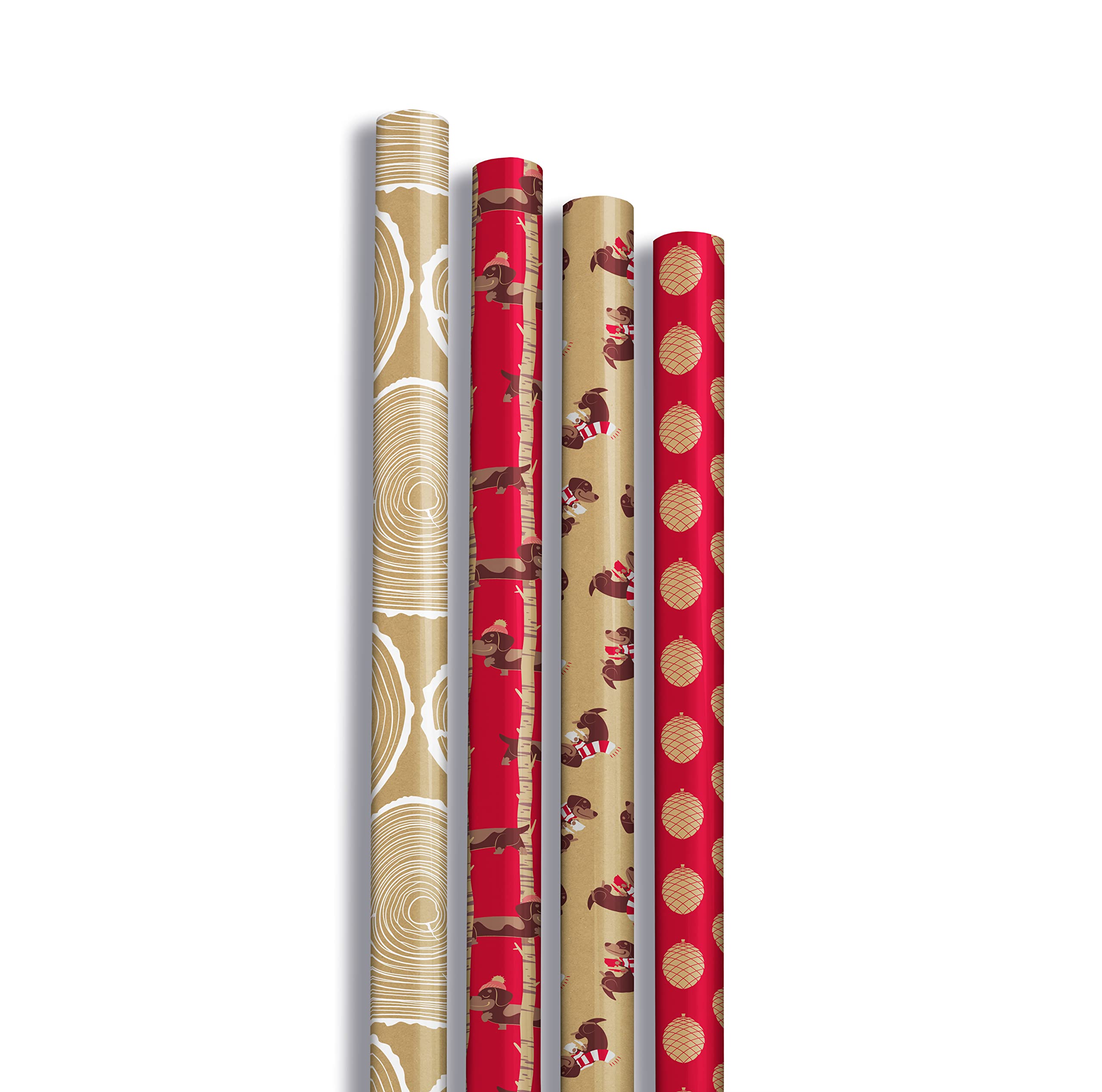 Clairefontaine 223831AMZC - Karton mit 20 Rollen Geschenkpapier Kraftnatur 100 Prozent recycling Papier 5mx0m35 70g, sortierte Motiven, 20 Rollen