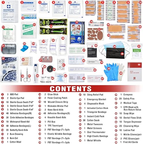 Miniatura 3 de Kit de primeros auxilios para el hogar, 410 piezas de alta calidad bien organizados, kits médicos grandes de supervivencia para viajes, camping,