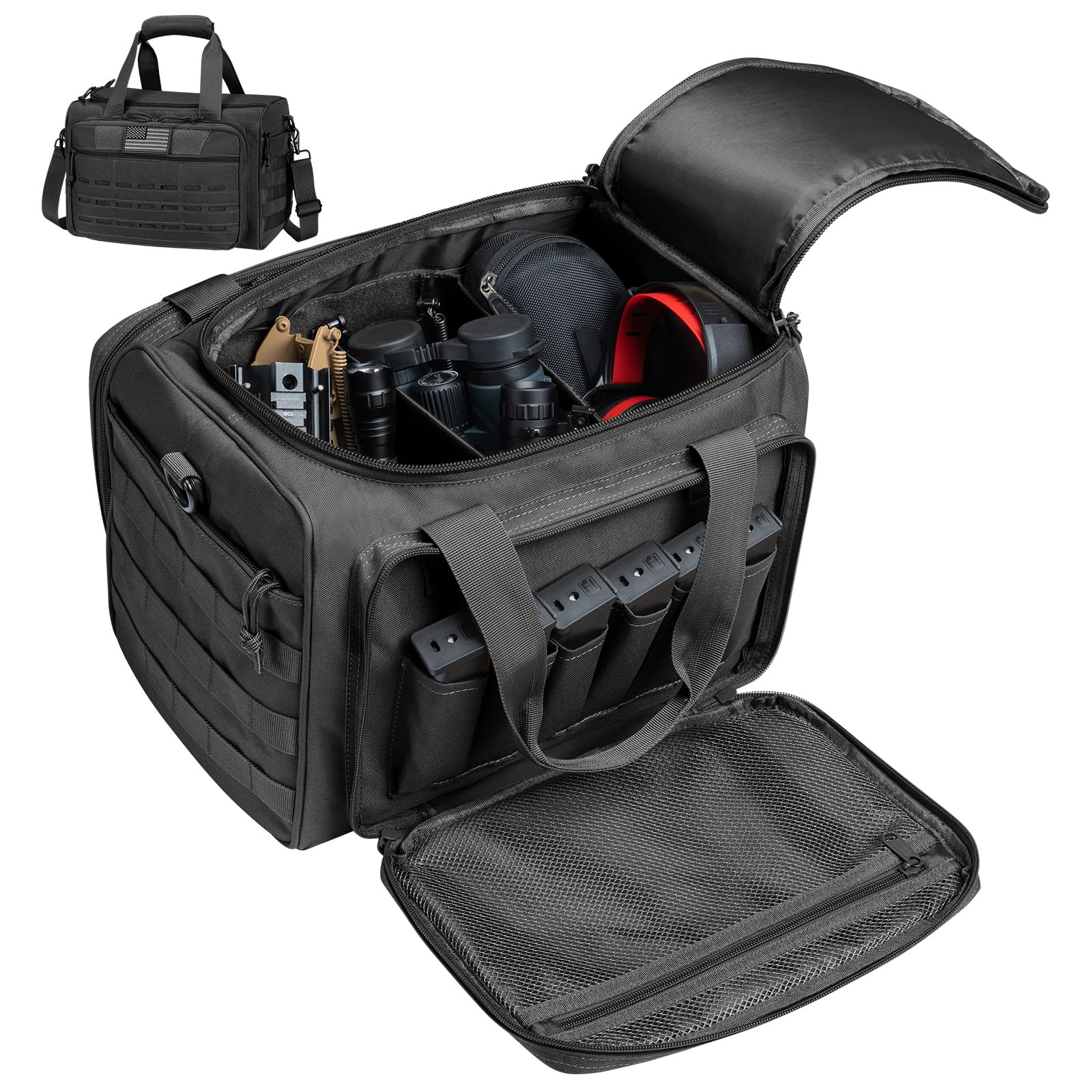 CVLIFE Tactical Gun Range Bag Pistol Shooting Range Duffle Bag, Range Bag for Handguns Gun Case Bag with Lockable Zipper for Shooting Range Outdoor Hunting,Black