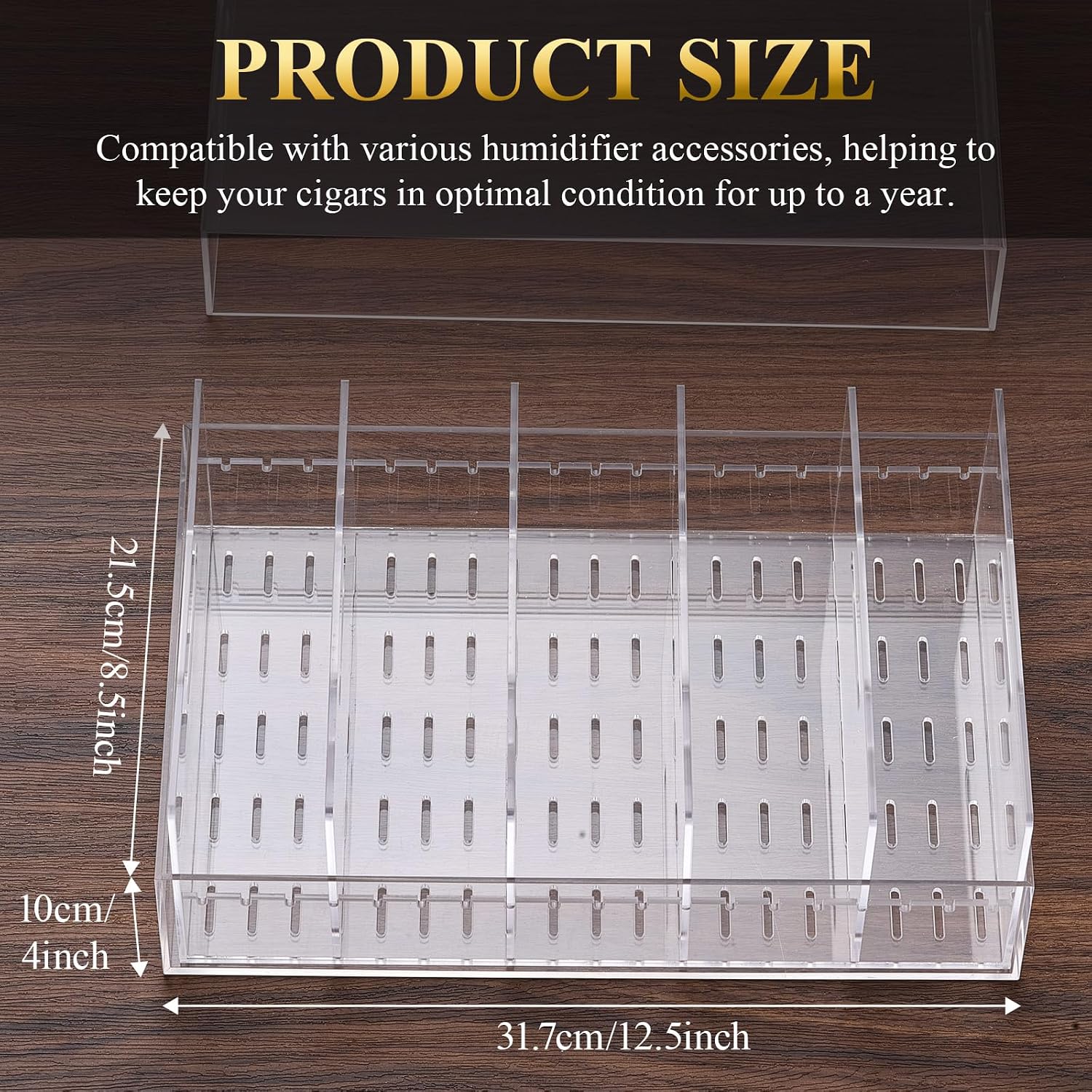 12.5 x 8.5 x 4 Inch Large Acrylic Cigar Humidor, Clear Desktop Acrylic Humidor Box with Dividers, Holds 50-70 Cigars, Display Storage Case for Home Office, Gift for Men and Father