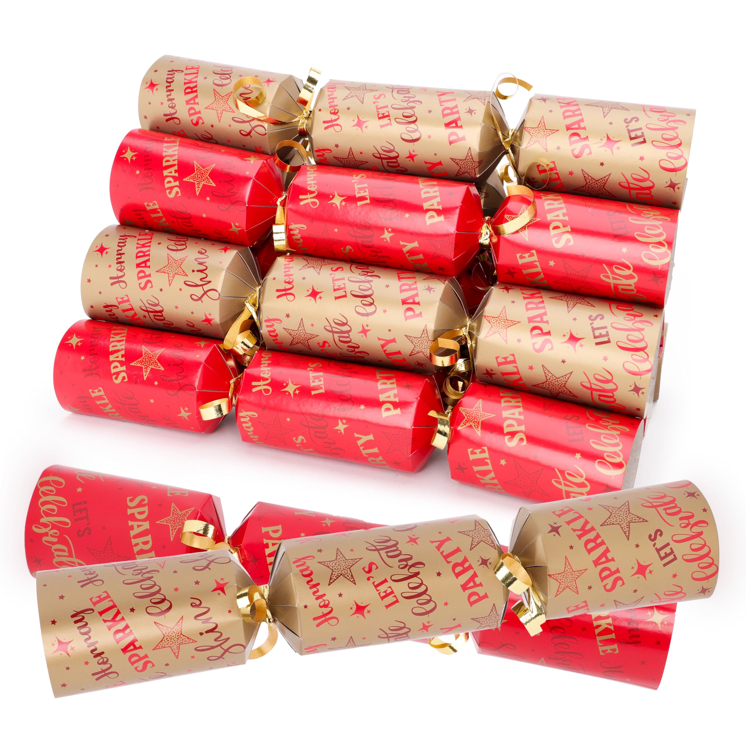 Toyland® Lot de 50-25,4 cm « Célébrons » Cadeau de fête de Noël – Idéal pour la Restauration, Les fêtes de Noël et Les événements (Rouge et Or)
