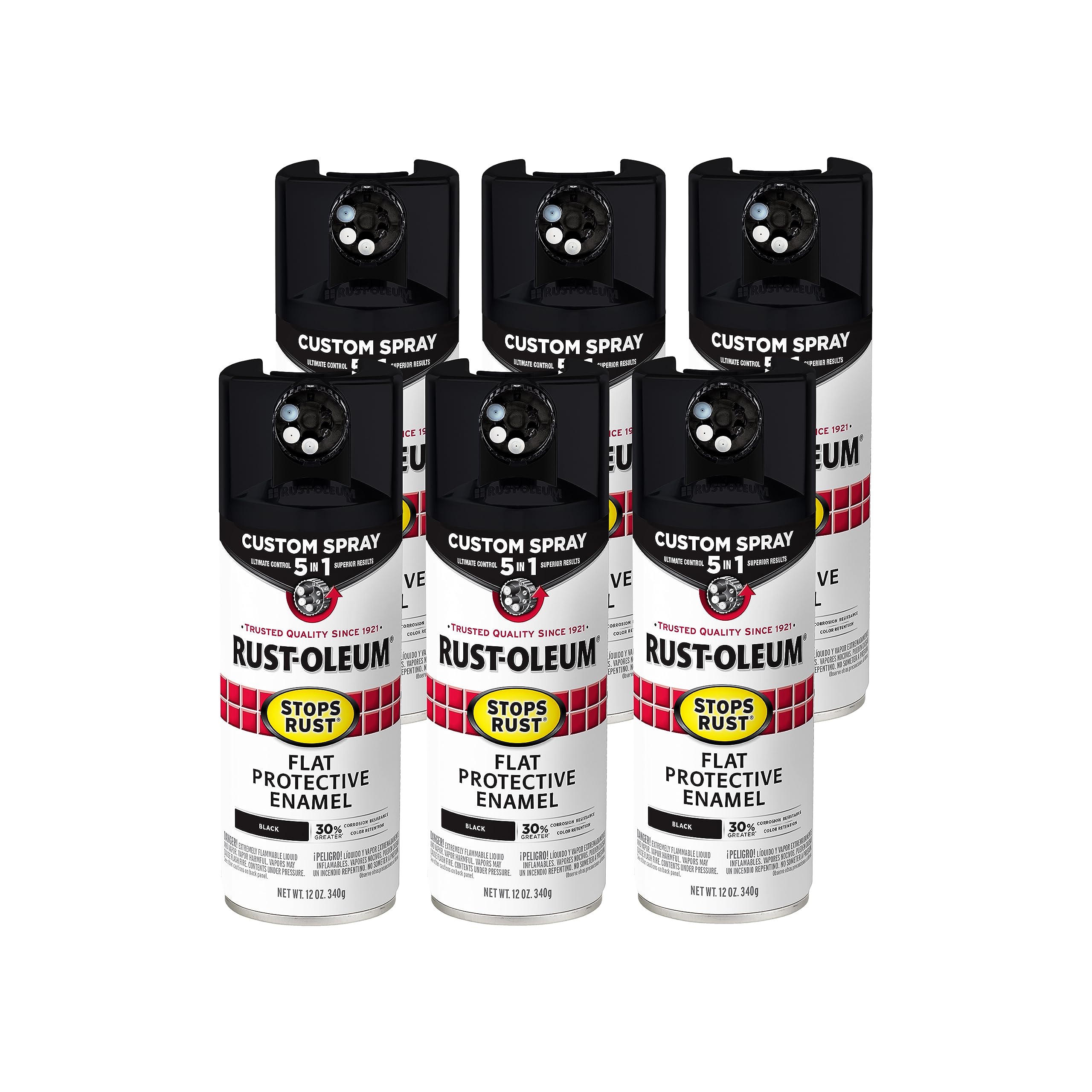 Rust-Oleum Stops Rust Custom 5-in-1 Spray Paint, Flat Black