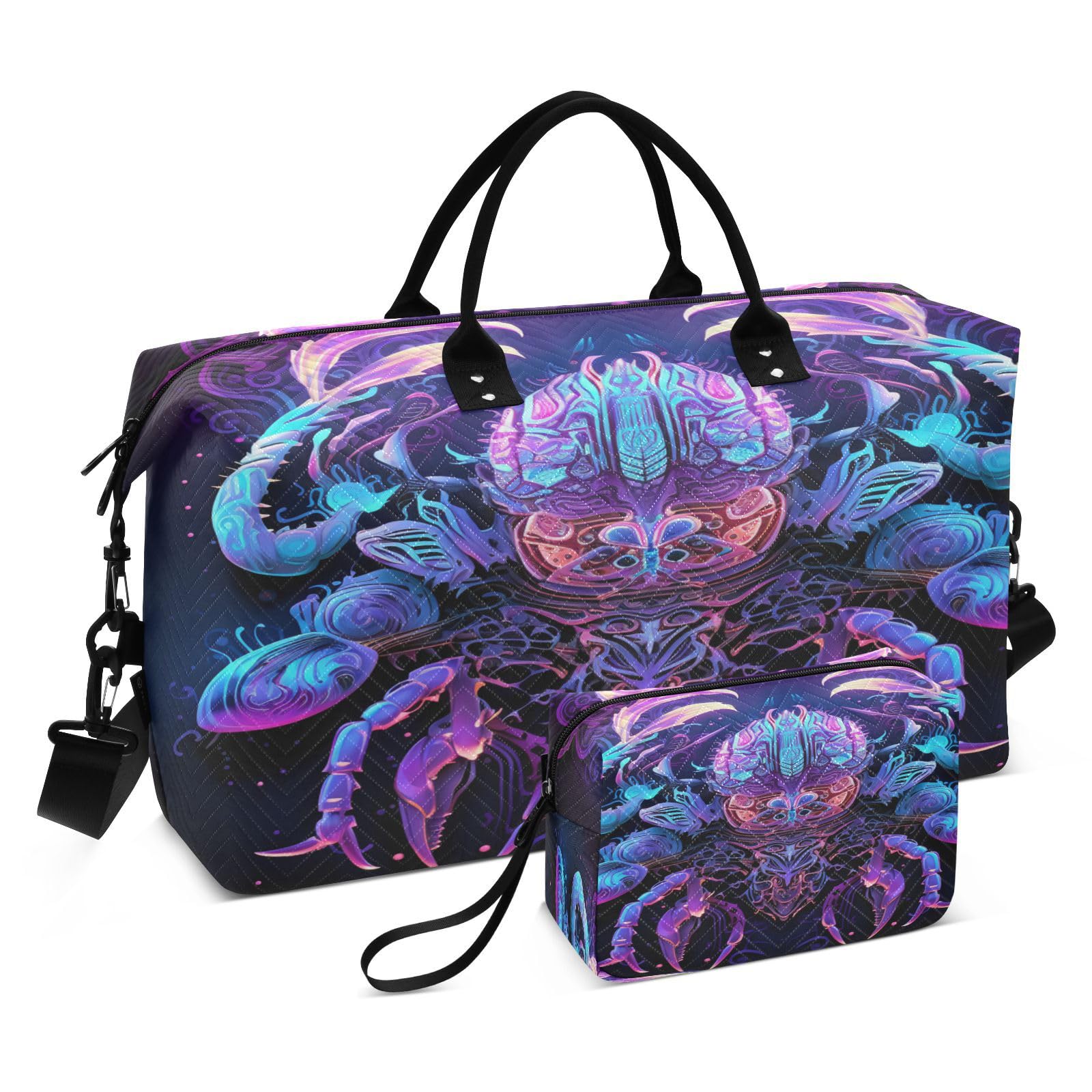 Fancy Purple Lobster Sports Swim Gym Bag Weekender Duffel Travel Bags Handbag with Makeup Storage Bag for Girls Men