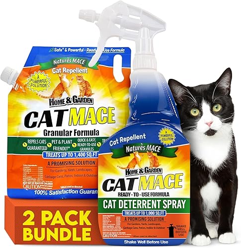 Nature's MACE Cat MACE - Spray listo para usar de 40 onzas, bolsa granular de 2.5 libras, repelente y kit de entrenamiento para gatos sin excavación