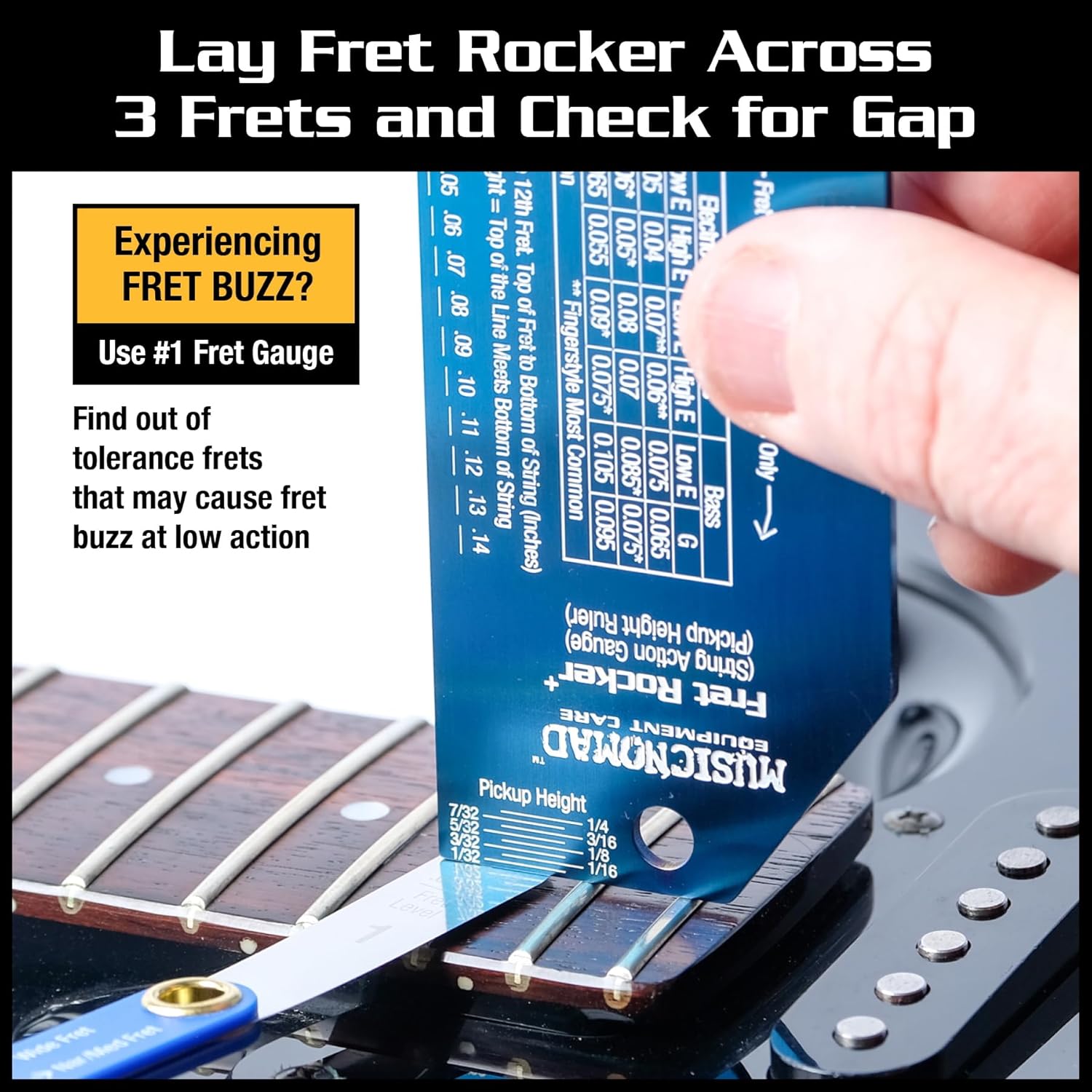 MusicNomad Precision Fret Evaluation Kit with Fret Rocker & Fret Gauge Tool (MN870)