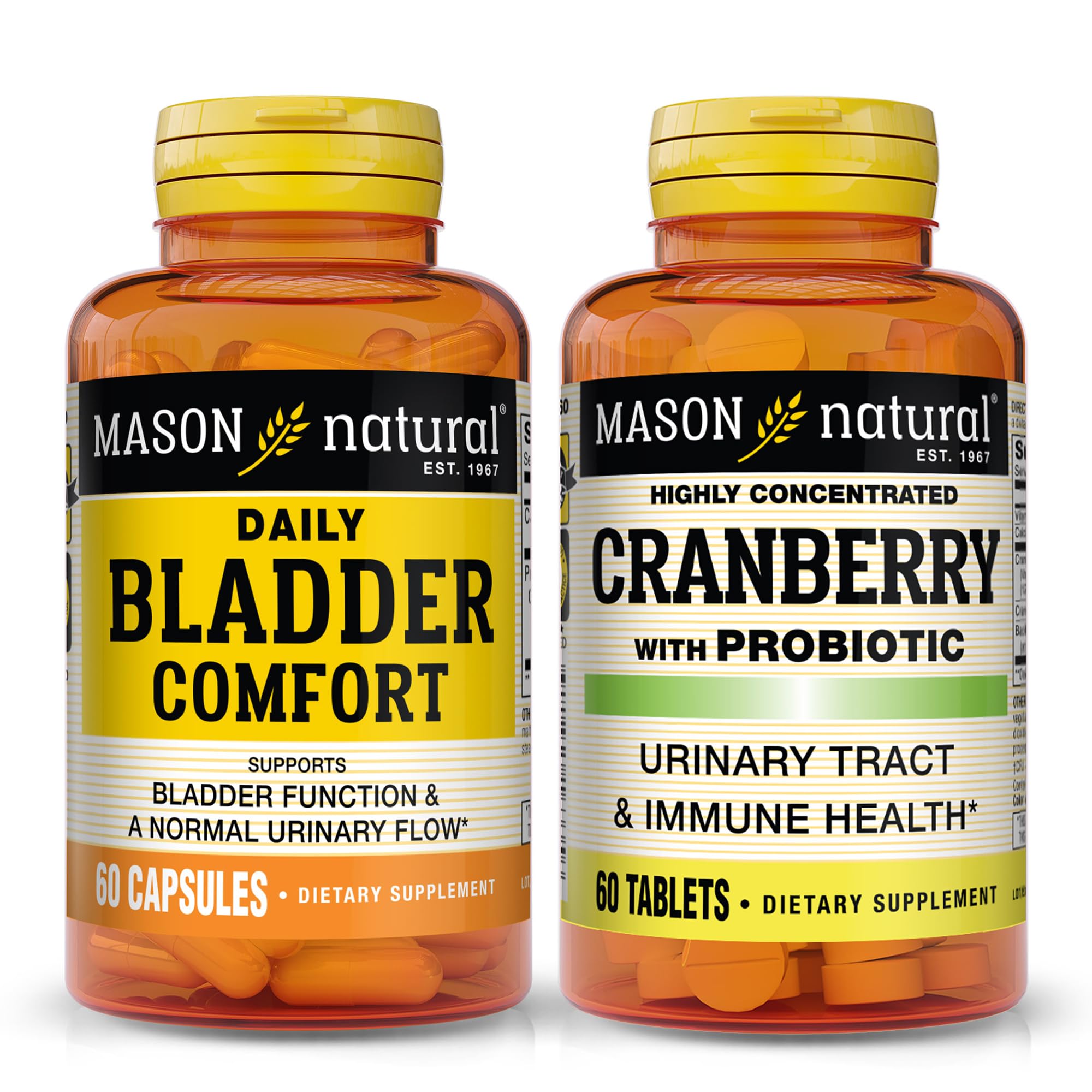 MASON NATURAL Daily Bladder Comfort & Cranberry Probiotic Bundle with Calcium, Cranberry & Probiotics to Support Normal Bladder & Urinary Functions