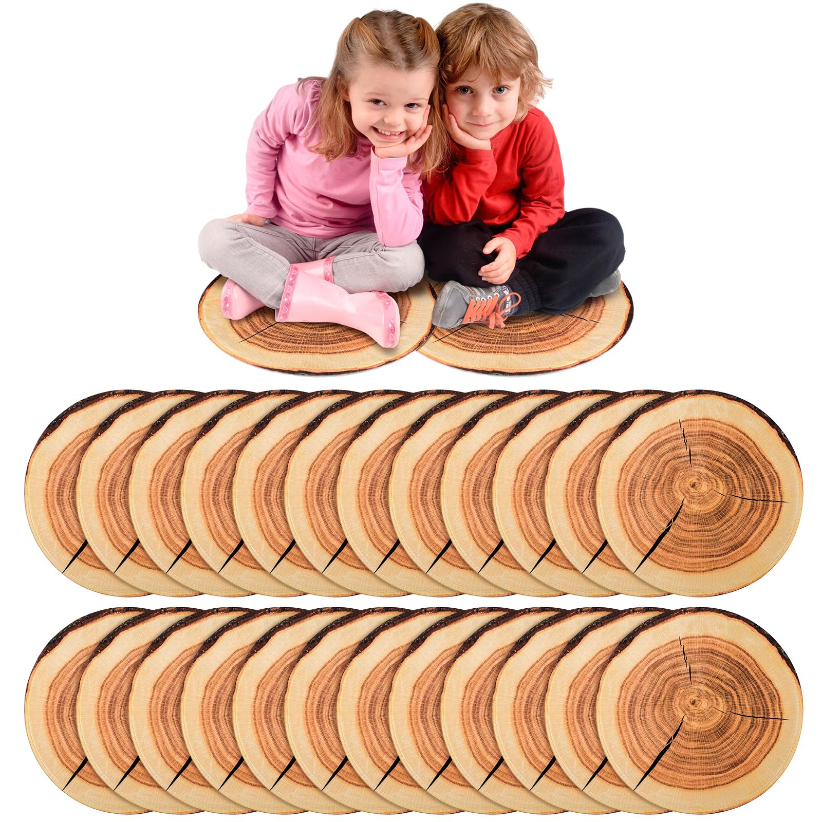 Photo 1 of Shellwei 24 Pcs Tree Stump Carpet Circle Seats 18 Inch Classroom Rug, Stump