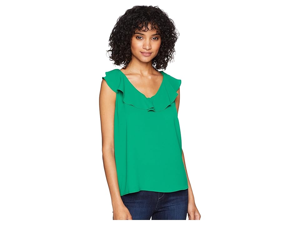 

CeCe V-Neck Ruffled Swing Blouse (Lush Green) Women's Blouse