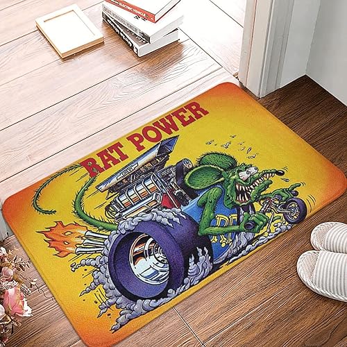 Alfombra antideslizante y lavable de dibujos animados de ratas de anime, alfombra de entrada para sala de estar, dormitorio, baño, cocina, 16 x 24