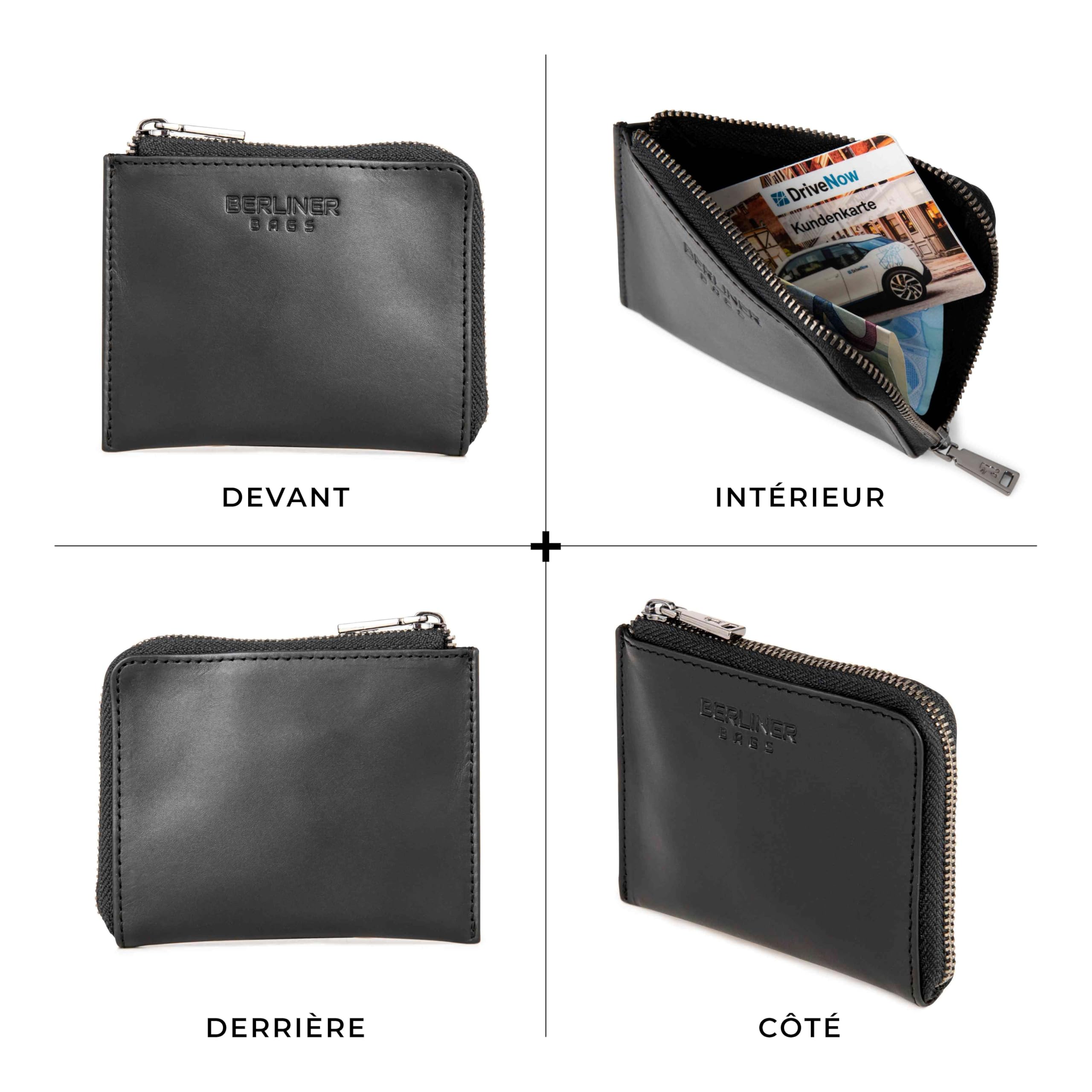 Berliner Bags Mark Porte-Monnaie en Cuir, Mini Portefeuille Zippé pour Pièces et Billets, Compact et Pratique pour Femme et Homme