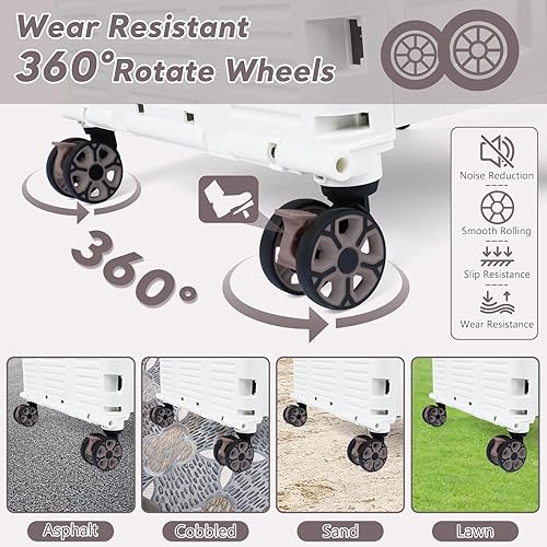 Miniatura 62 de FELICON SELORSS - Carrito plegable portátil con ruedas para subir escaleras y ruedas giratorias de 360°, mango telescópico, caja de plástico