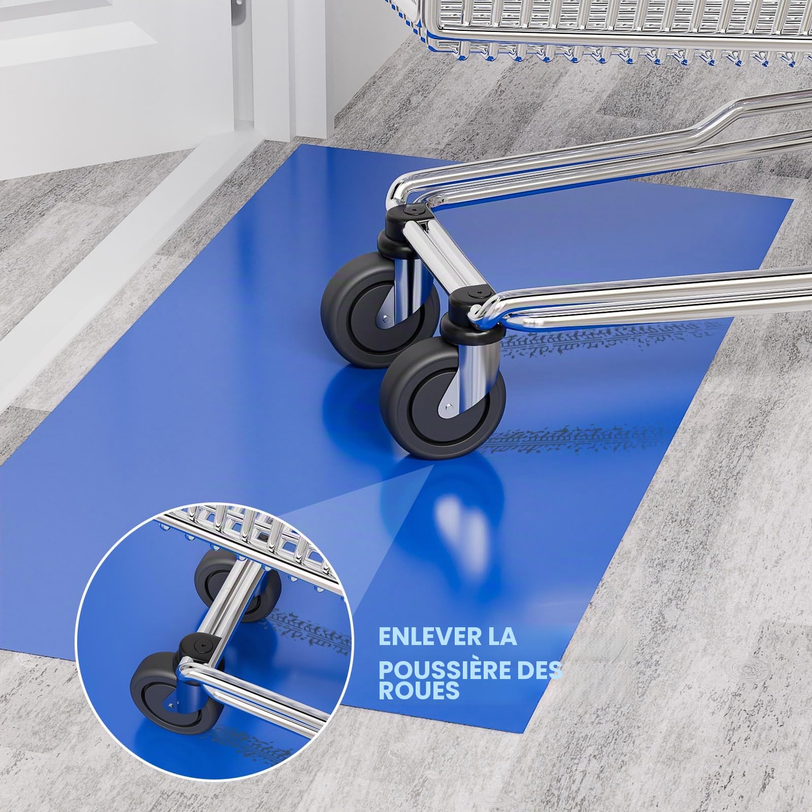 Tapis adhésif pour chaussures, 45 x 90 cm, 30 feuilles, autocollants, tapis de sol, autocollants pour la construction, hôpital, atelier, animaux domestiques, bleu