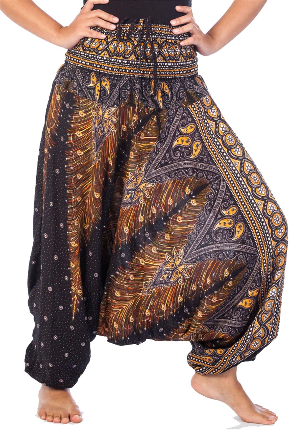 Lofbaz Women's Peacock 2 in 1 Harem Trousers Jumpsuit