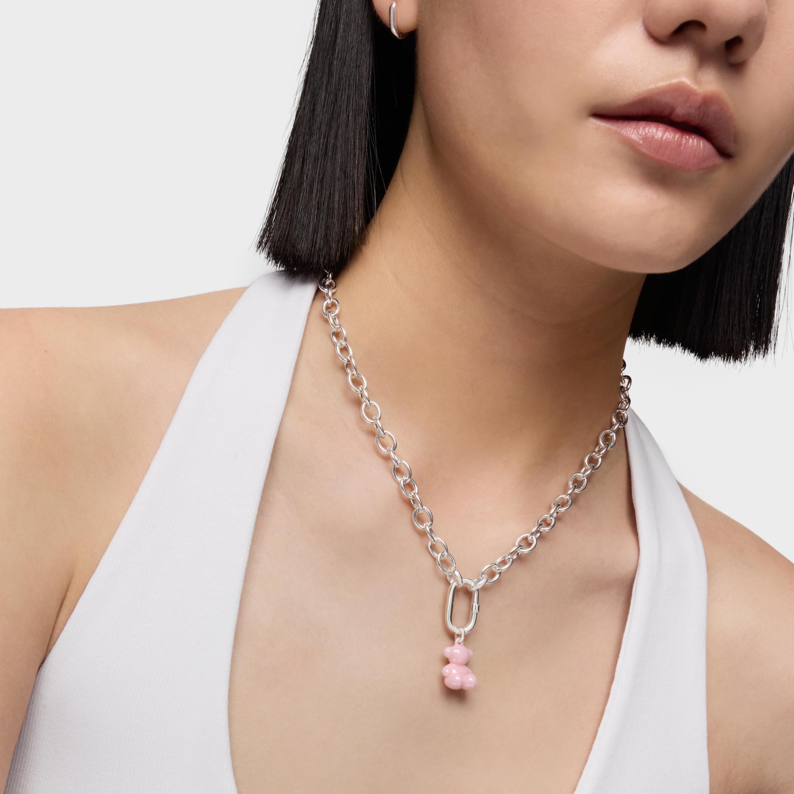 TOUS Colgante oso de plata y cerámica rosa, Para Mujer, Colección Bold Bear