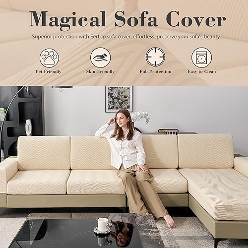 Miniatura 5 de Fundas de cojín para sofá seccional, fundas de sofá elásticas resistentes al desgaste para silla, cojín de muebles, funda de asiento lavable para