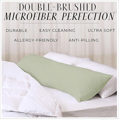 Miniatura 3 de Italian Luxury Funda de almohada corporal, suave funda de almohada larga de microfibra de 21 x 60 pulgadas sin cremallera, se adapta a almohadas de