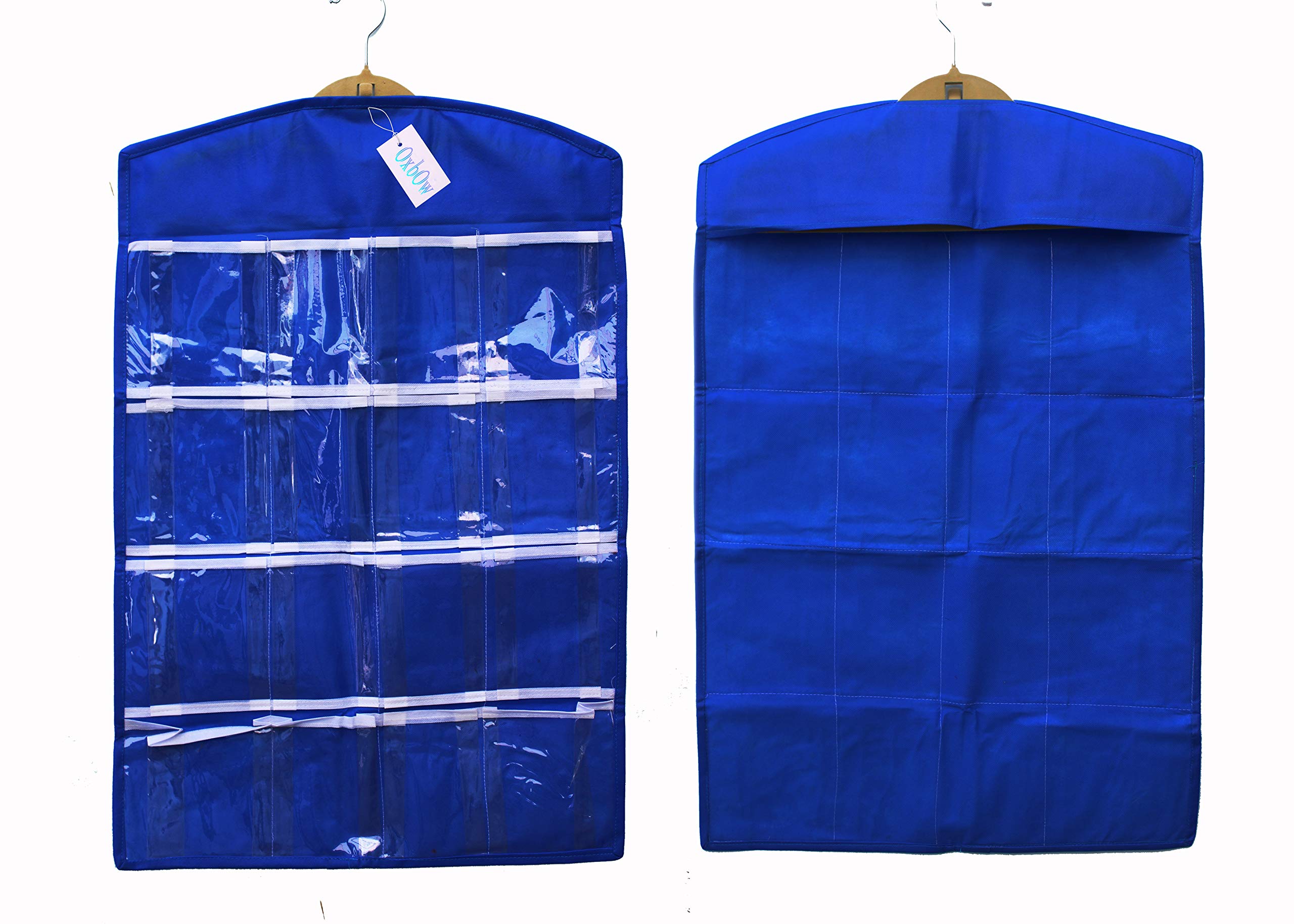 Sellus Oxbow 2 Pcs Hanging 16-Clear Pocket Wardrobe Storage Organizer (80 x 50 cm, Multicolour, 2 Pieces)