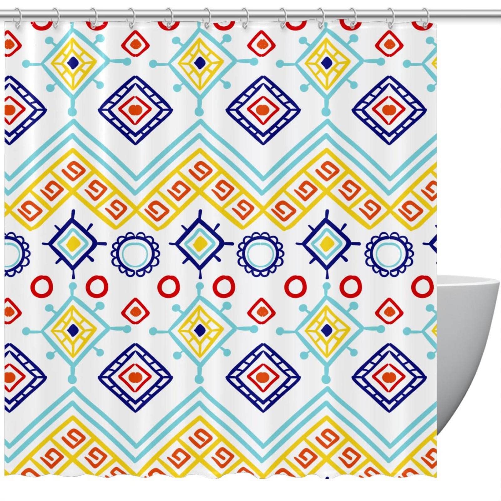 Rideau de douche rideau de douche moderne motif ethnique original beige 168x183