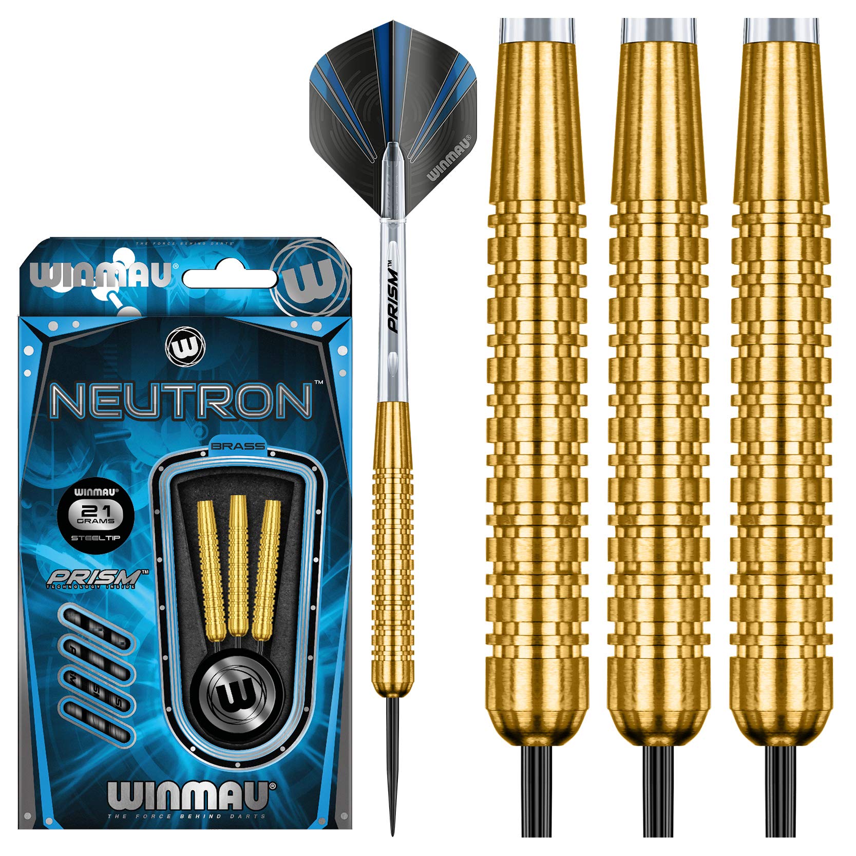 WINMAU Neutron 21 gram Brass Darts with Prism Flights and Shafts (Stems)