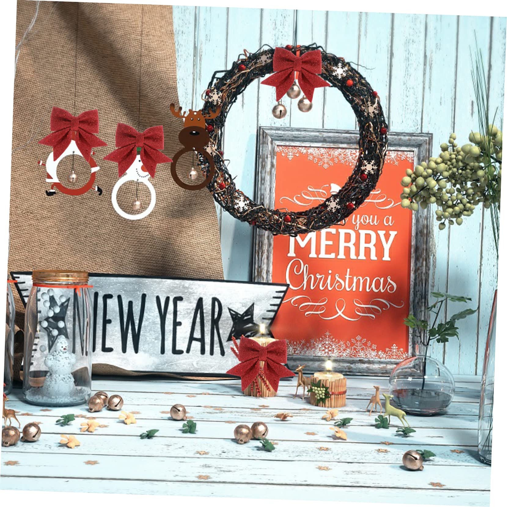 Cabilock 4piezas Lazos Decorativos DIY para Árbol de Navidad Adornos Colgantes Polvo Lazos Navideños para Decoración de Obsequio para Escaparate