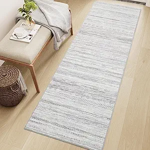 2x6 Runner Rug Machine Washable Non Slip Area Rug Distressed Neutral Moroccan Boho Rug Ultra Soft Floor Runners for Hallways for Entryway Laundry Room Kitchen, Grey