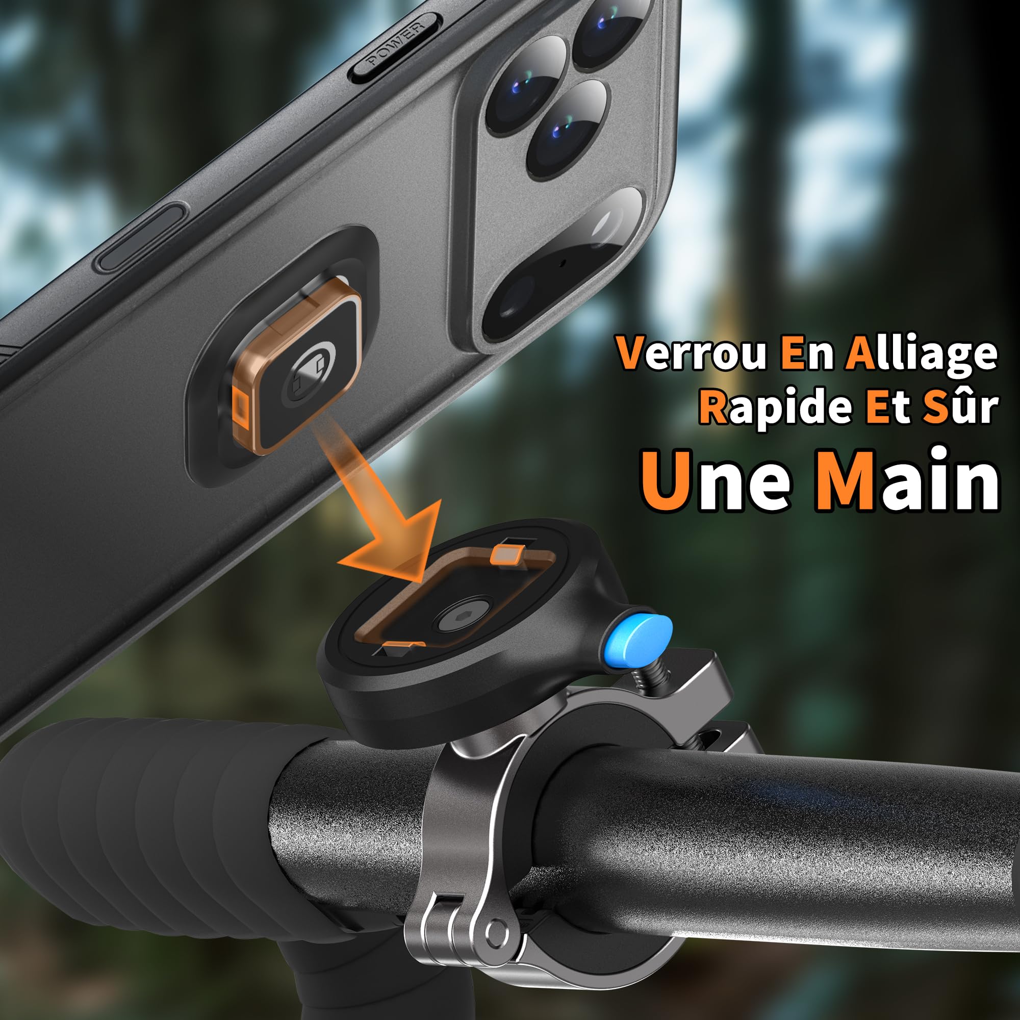 Cozycase Support Téléphone Velo Moto pour iPhone 17 Pro Etanche IP68 Antichoc - Metal Suport Vélo Route VTT Scooter Trotinette Guidon Bicyclette Sportive avec Écran Tactile Pluie Bike Holder