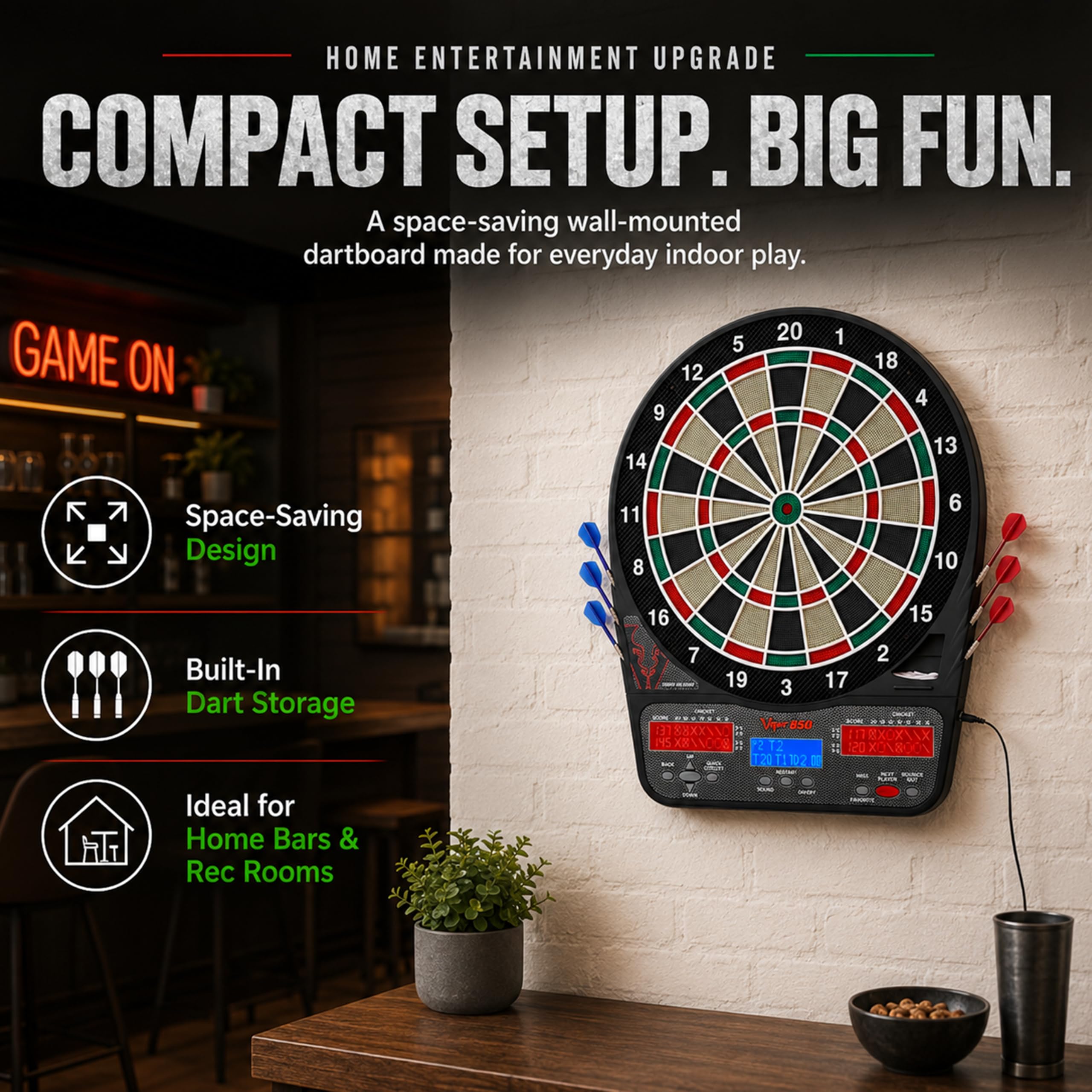 Viper 850 Electronic Soft Tip Dartboard 15.5 in Regulation Target 50 Games 6 Darts Included Black product thumbnail 8