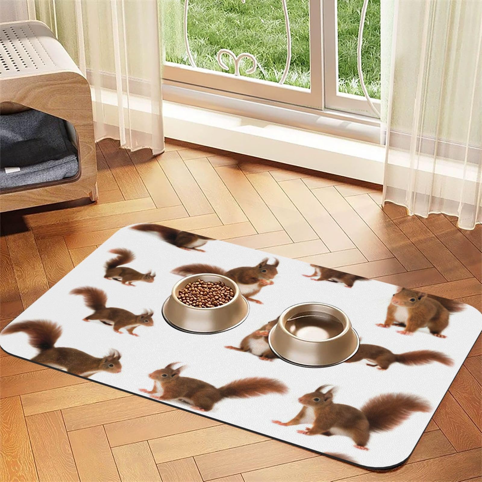 Tapis d'alimentation absorbant pour chiens et chats tapis de nourriture imperméable lavable