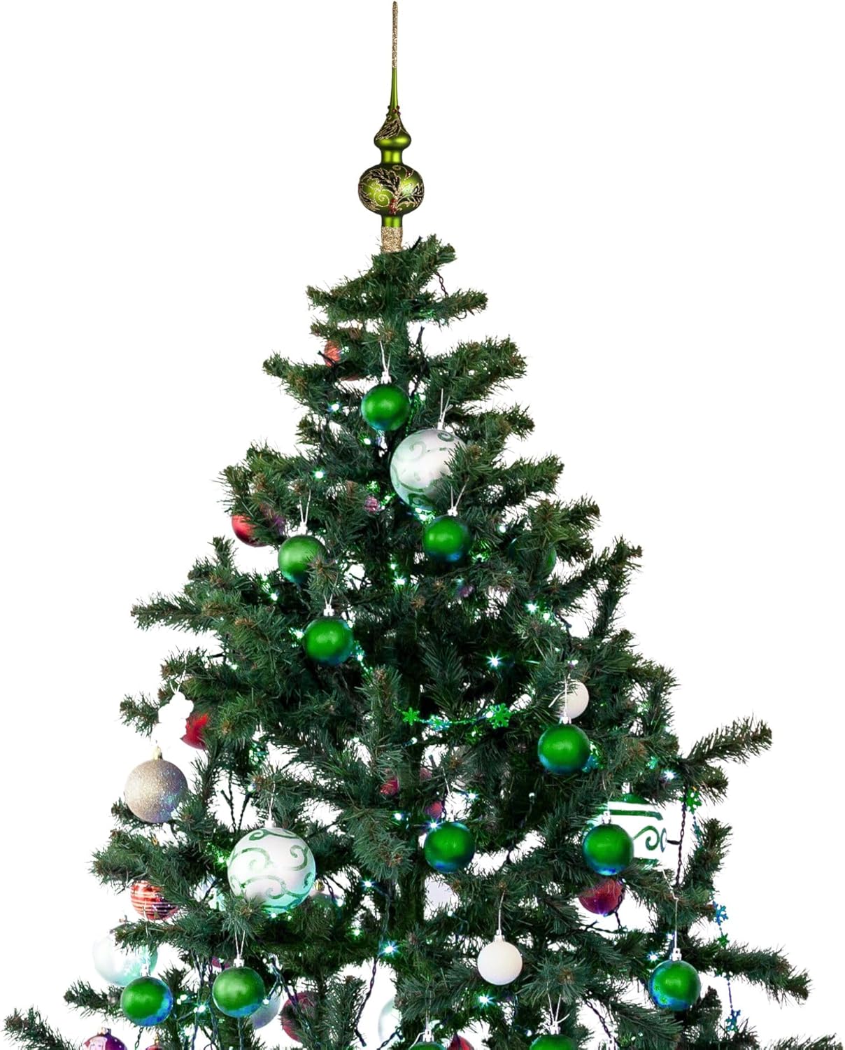 Christmas Holly Mistletoe Glass Christmas Tree Topper