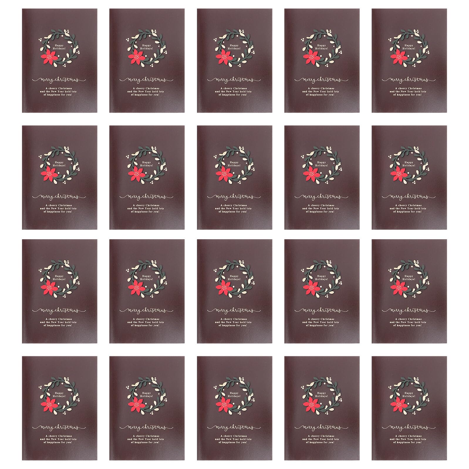 Homoyoyo 20 Cartes de Vœux de Noël Rétro avec Enveloppes Assorties Papier Motifs Couronne de Noël Cartes Vierges pour Invitations et Vœux Festifs Lot Fêtes de Fin D’Année