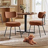 VASAGLE Boucle Dining Chairs Set of 2 Coffee Brown - Upholstered Kitchen Dining Chairs Modern Mid-Century Curved Backrest Steel Frame 265lb