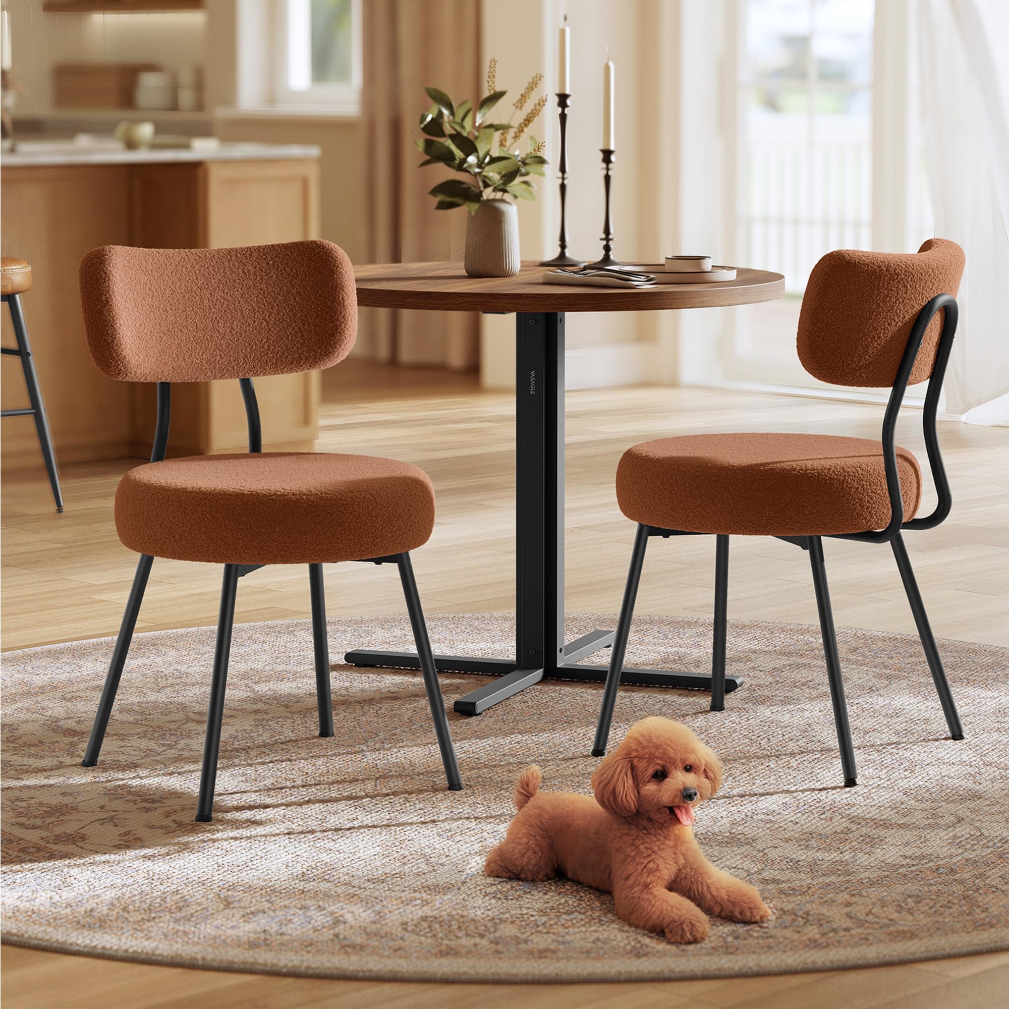 浮雲  d2ldlup VASAGLE Boucle Dining Chairs Set of 2, Upholstered Kitchen Dining