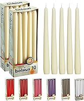 Vista 1 de BOLSIUS 20 Count Unscented 10 Inch Ivory Household Taper Candles - 8 Hours Burning Time - Premium European Quality - Smokeless Dripless Taper Marfil