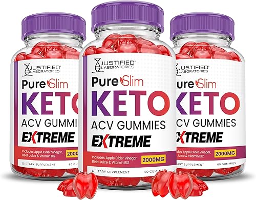 Paquete de 3 gomitas Pure Slim Keto ACV Extreme de 2000 mg PureSlim Keto Gummies fórmula avanzada vinagre de sidra de manzana con jugo de granada y