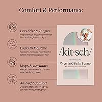 Vista 3 de Kitsch Gorro de satén XL para dormir, más suave que el gorro de seda para mujeres que duermen, ajuste seguro, ajustable, gorra de noche para cabello