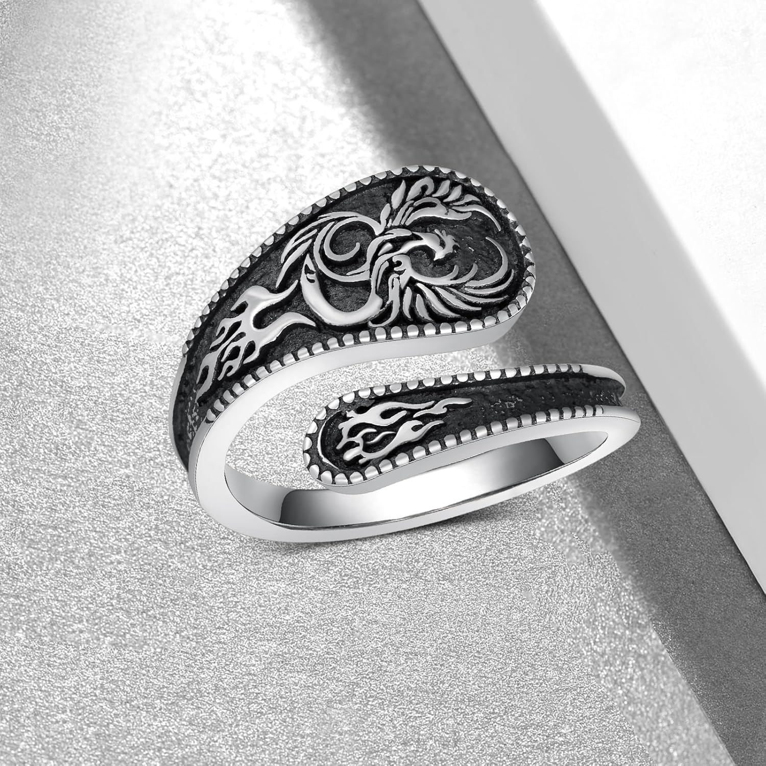 Faith/Moon Phase/Celtic/Phoenix Spoon Ring 925 Sterling Silver Thumb Ring Jewelry Girl Woman Birthday Gift - Image 3