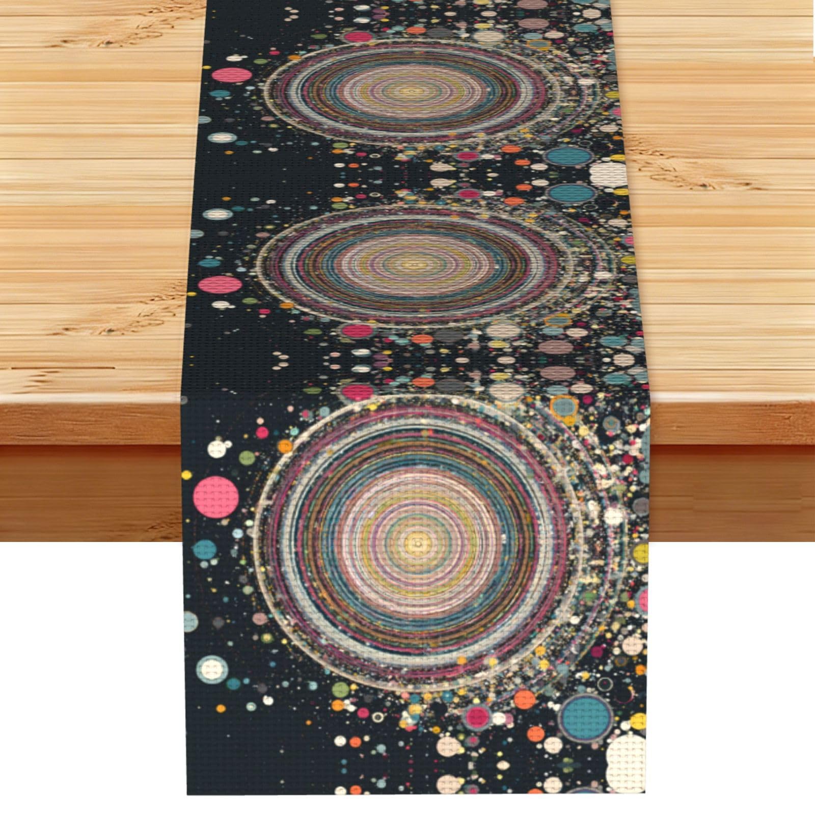 Circular color collision Linen Feel Table Runner Wedding Party Home Decoration