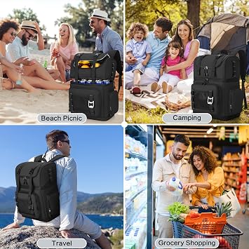 Insulated Cooler Backpack, 26L Large Double-Layer Cool Bag Rucksack