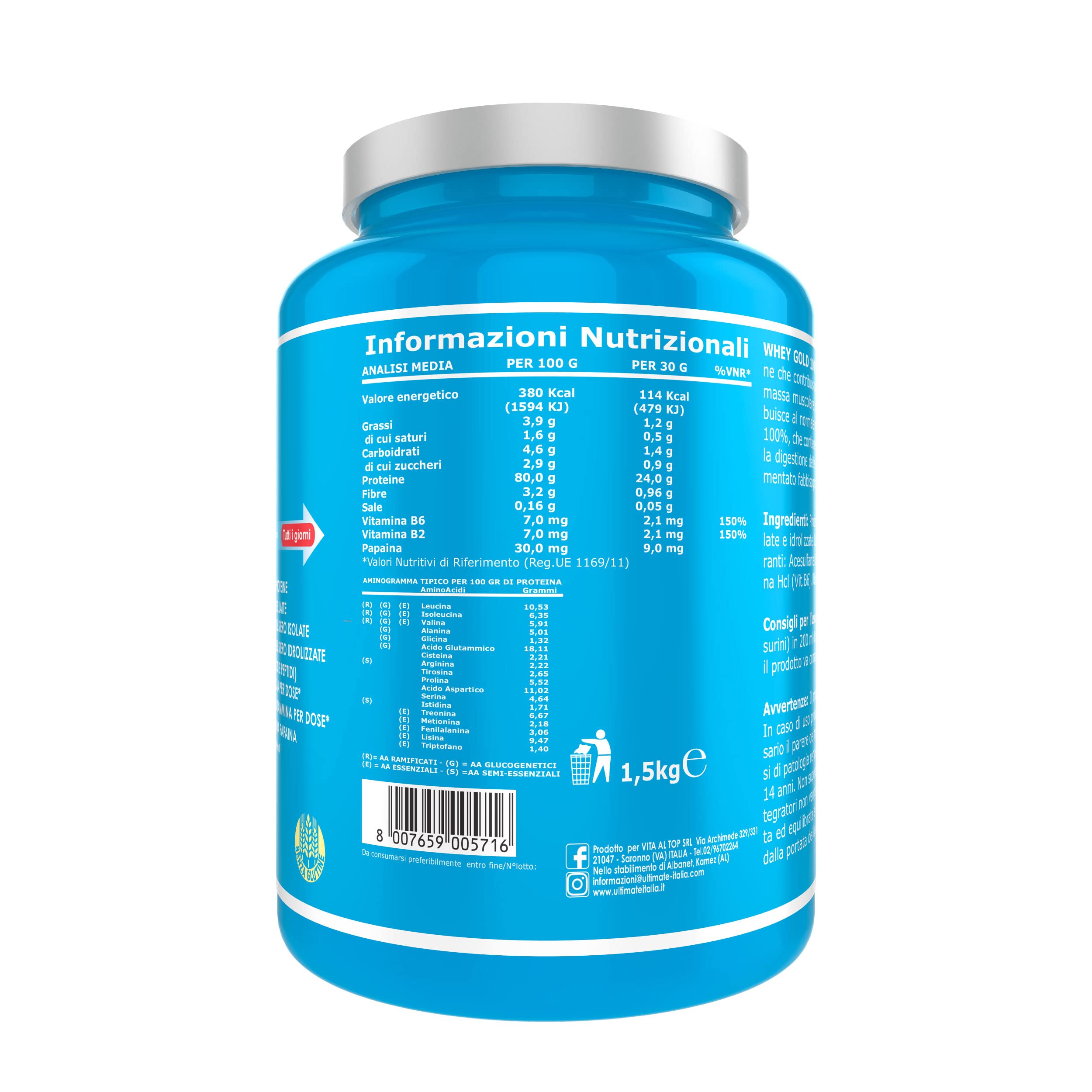 Ultimate Italia - Whey Gold 100% gusto cacao 1.5 Kg