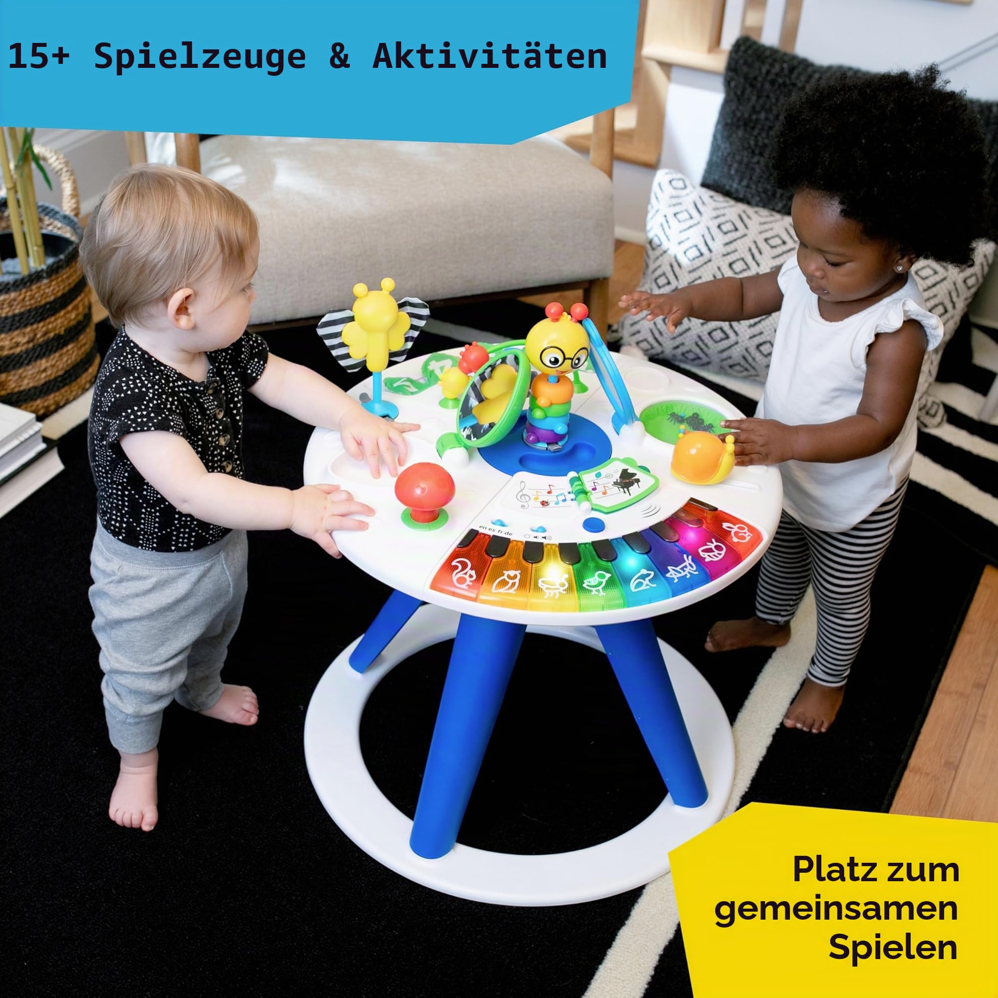 Baby Einstein Around We Grow 4-in-1 Spieltisch & Lauflernhilfe mit Lichtern & Musik, 15 Aktivität Spielzeug, höhenverstellbar, ab 6 Monaten