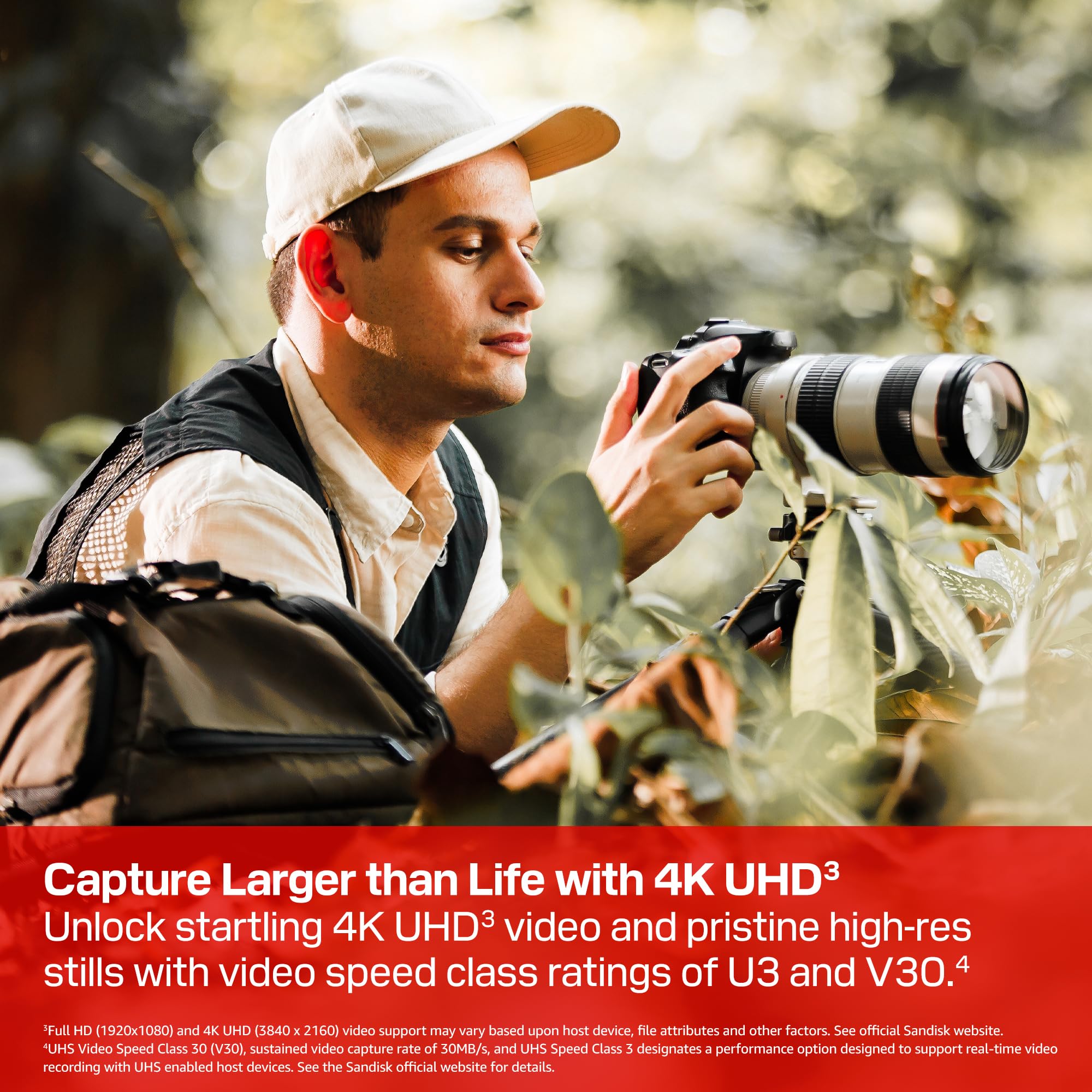 SANDISK Extreme PRO SD UHS-I Card 128GB (up to 250MB/s read speed and 120MB/s write speed, 4K UHD video, U3, V30) Memory Zone App — view 2