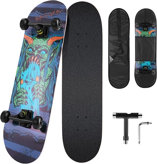 WeSkate Skateboard for Beginners 31x8 Complete Maple Kick Concave