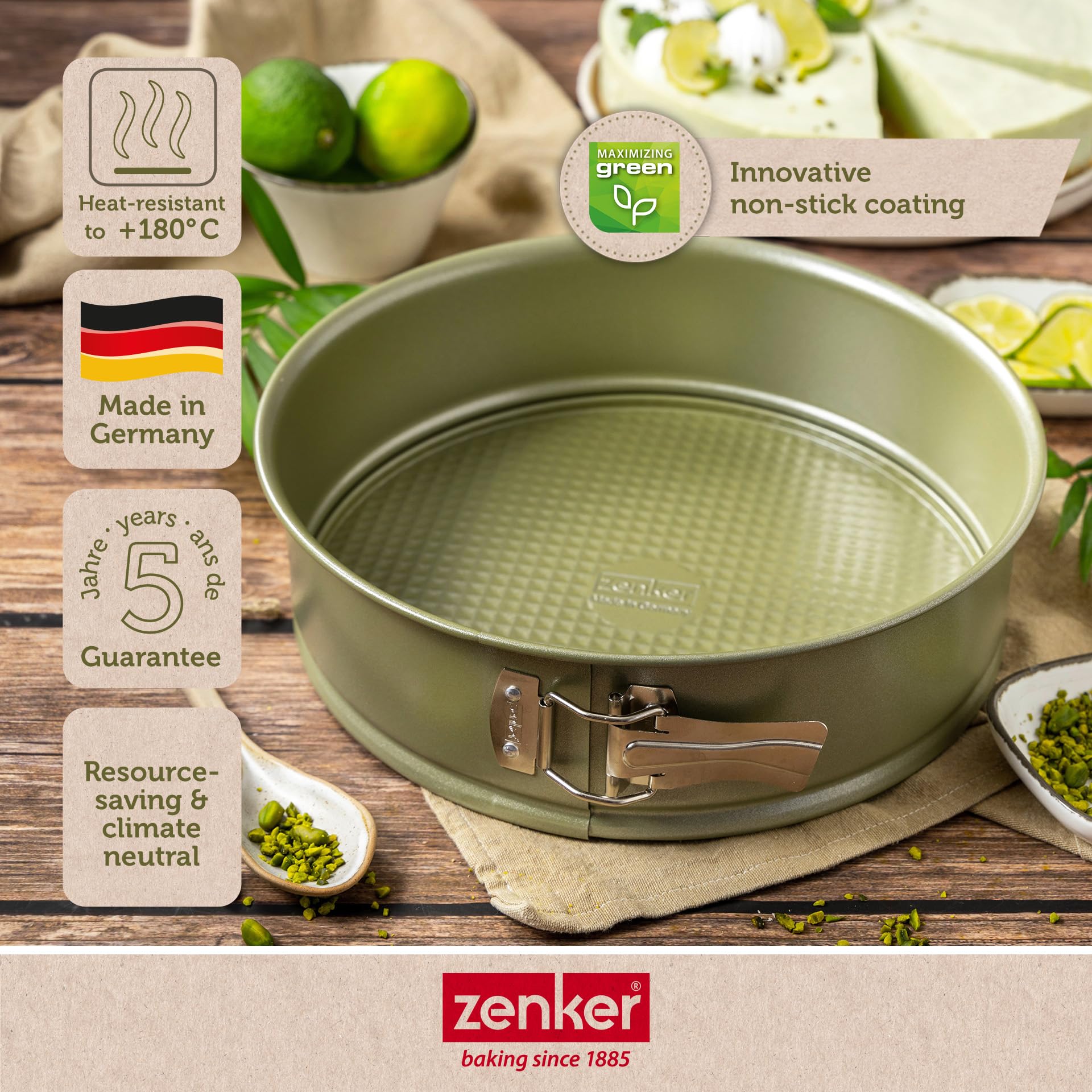 Zenker Springform Cake Tin, 20cm Diameter with High Edge, Tall Rim, Green Vision Series, ECO - Image 2