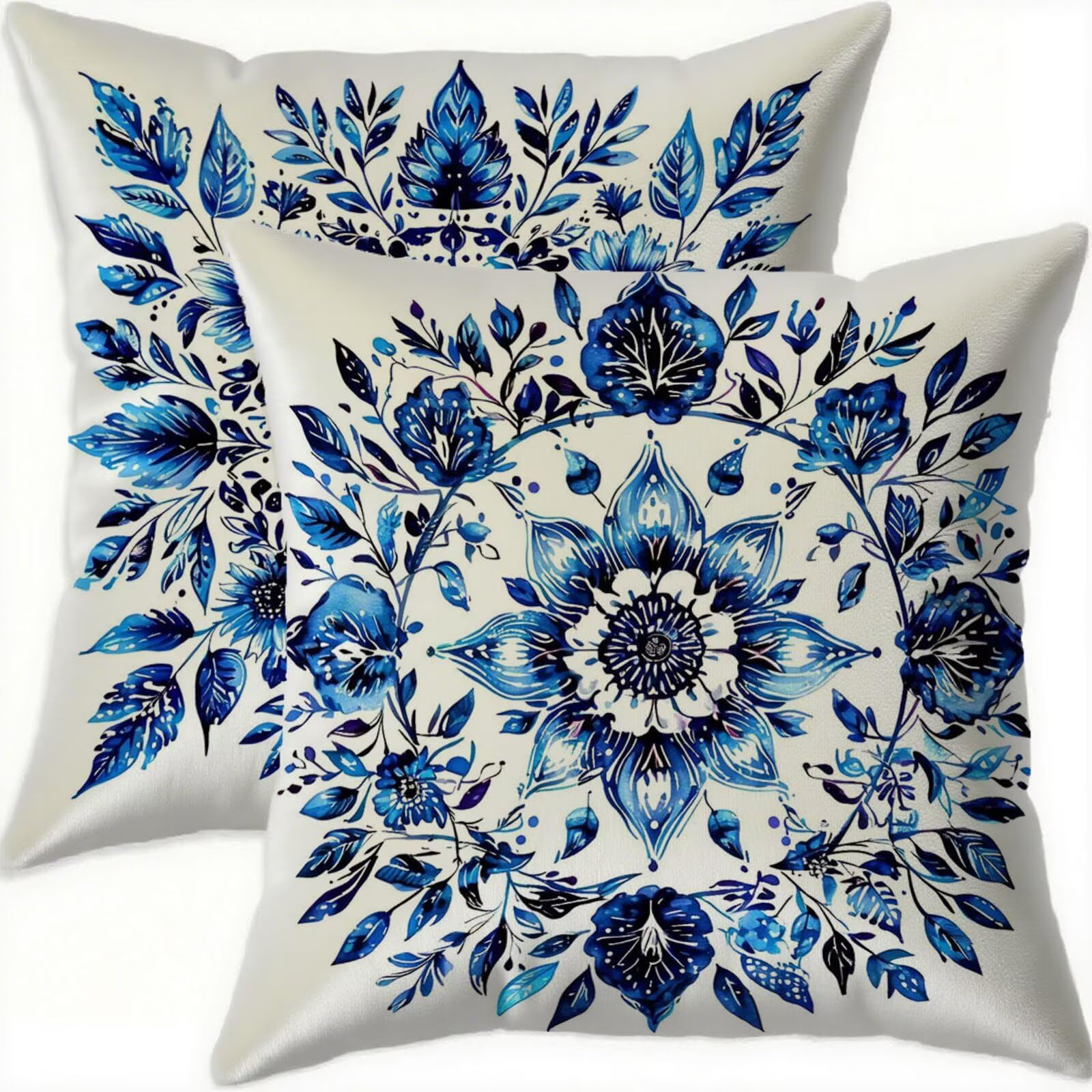 Housse coussin imperméable 75x75cm bleu pour grand canapé sans tache