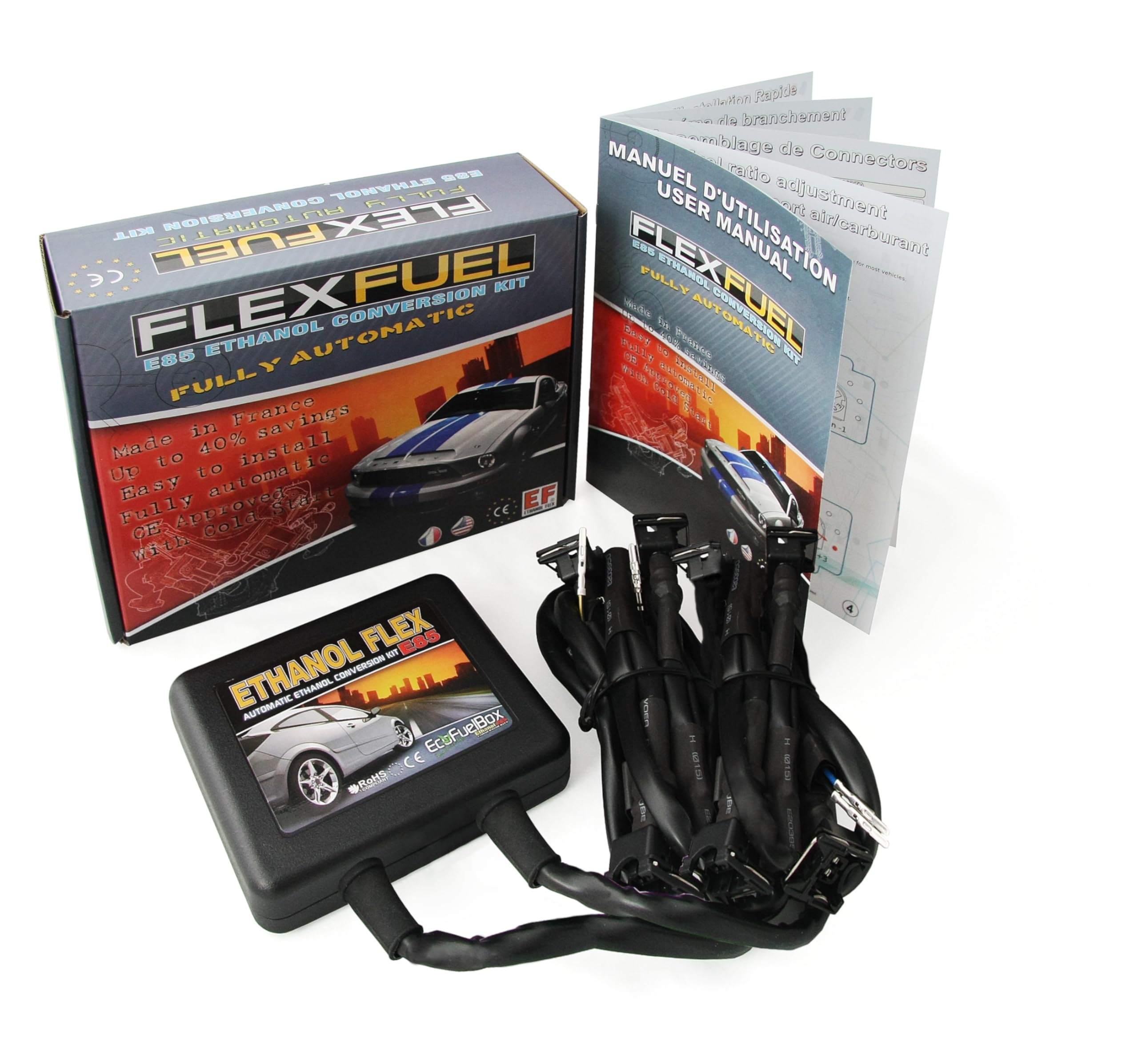 E85® - 6 cylindres - Kit éthanol - Kit E85 - Boîtier éthanol pour Voitures: Renault, Peugeot, Citroen, BMW, Mercedes, Land Rover, Jeep, Jaguar, Chеvrolet, Ford, Volvo... (Bosch EV1)