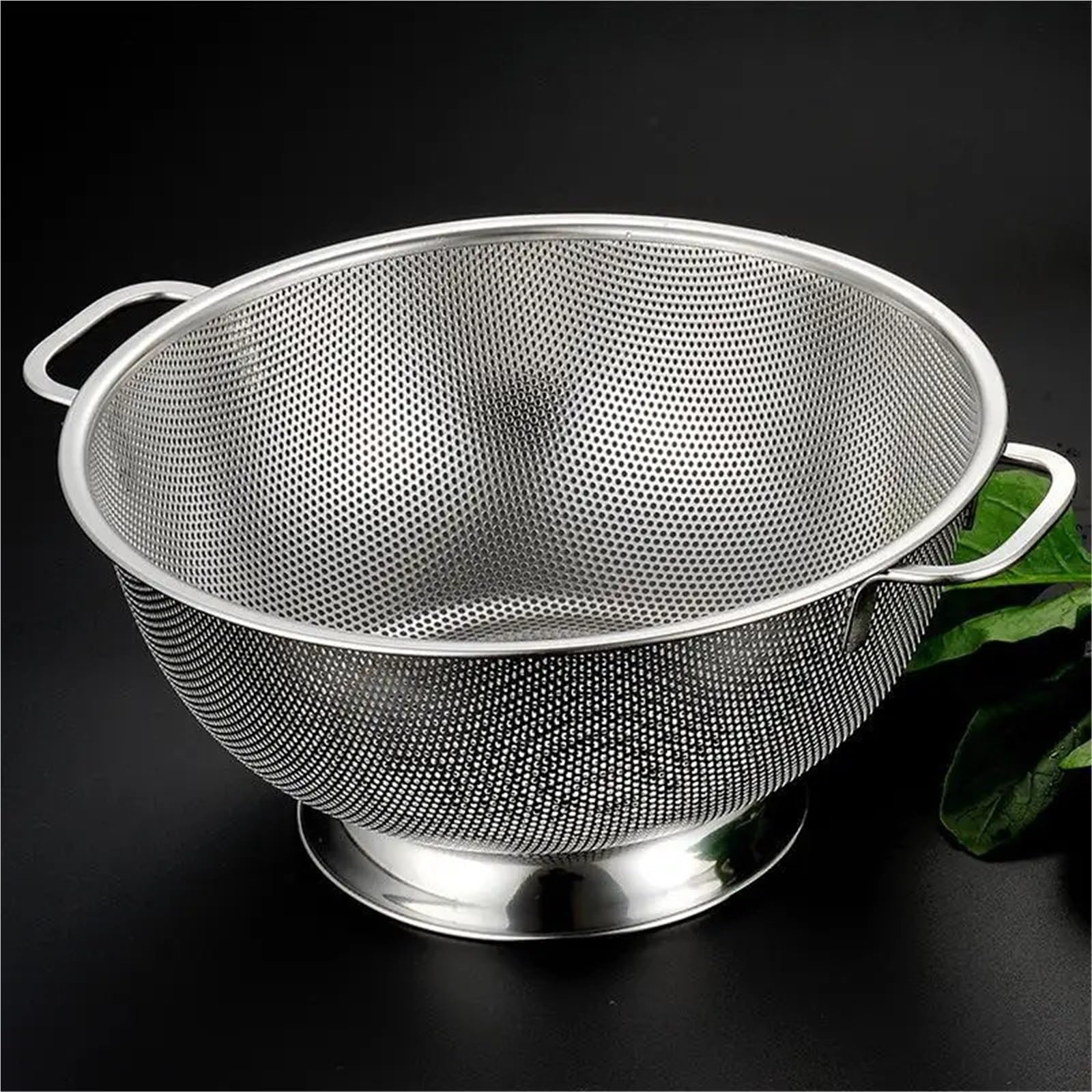 Colador de acero inoxidable con doble Mango, cesta coladora Pasta for alimentos Base anillo sólido autodrenante, filtro malla fina, 2 uds para Pasta Verduras y Frutas