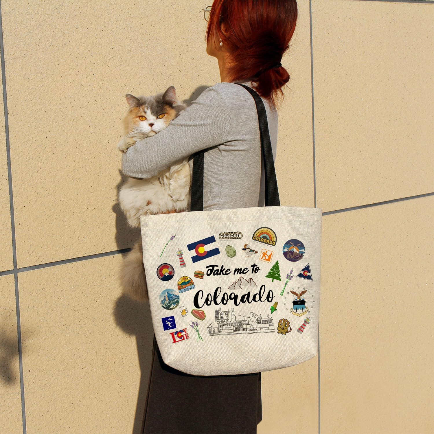 Take Me To Colorado Tote Bag Reusable Grocery Bags Aesthetic Shopping Shoulder Handbag with Interior Pocket Lightweight & Washable Stylish Colorado Travel Present for Women - Image 2